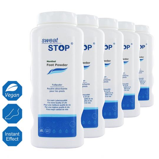 SweatStop® Menthol Foot Powder for Dry Feet - Set of 5 